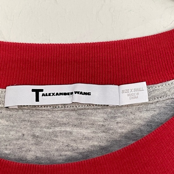 T by Alexander Wang High Twist Front Top in Cherry & Grey size xsmall - Picture 3 of 8